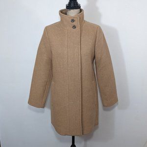 NWT J. Crew Womens Petite Button Neck City Coat Beige Tan Size 4P BU264